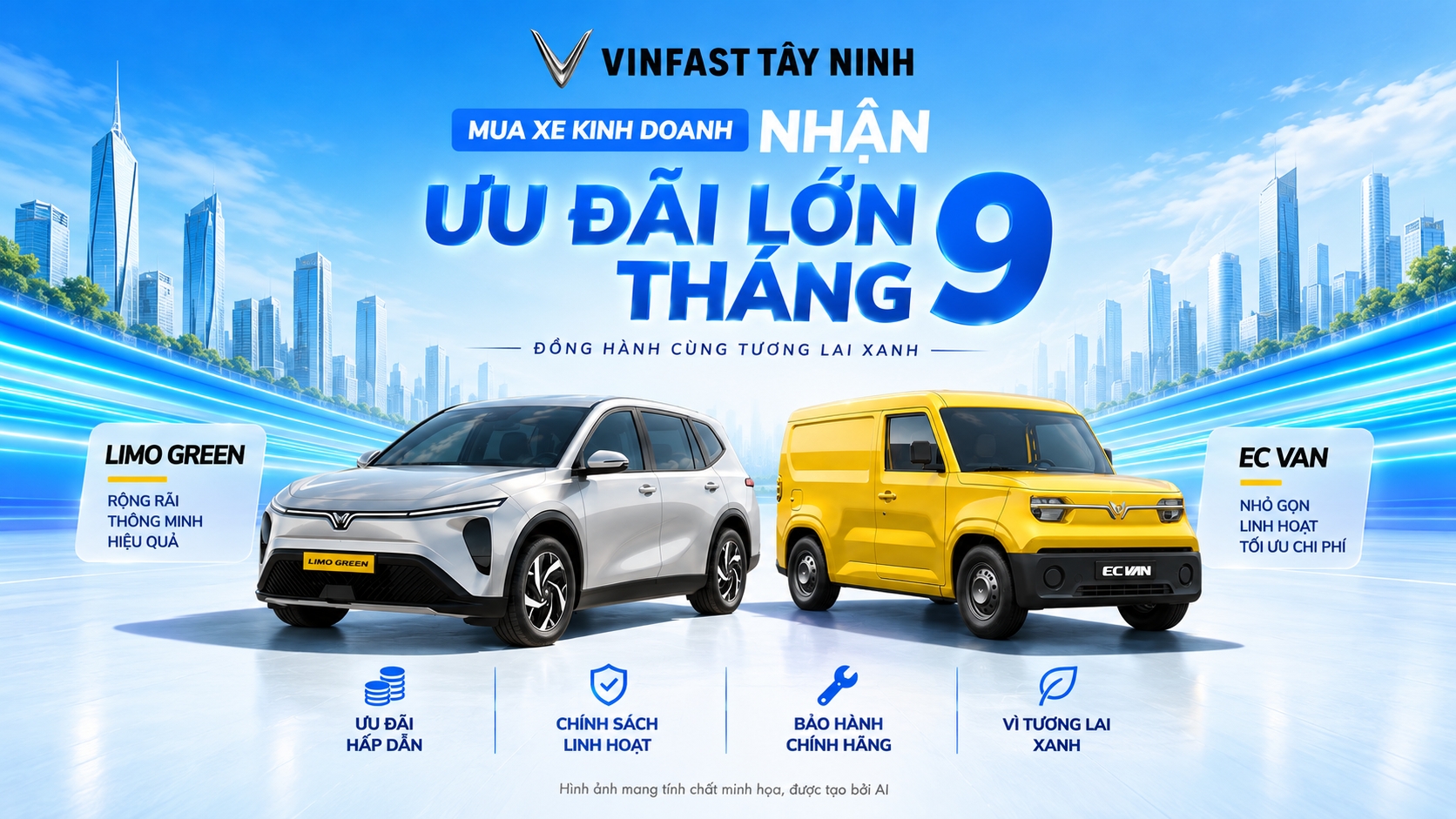 Mua Xe Kinh Doanh VinFast Tháng 9/2026: Ưu Đãi Limo Green & EC Van Tại Tây Ninh