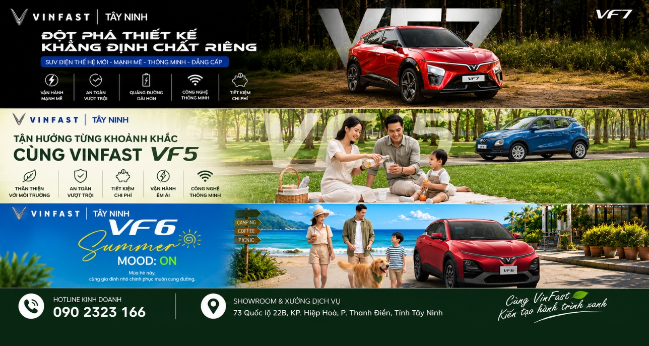 Từ đô thị đến gia đình: Chọn VF 5, VF 6 hay VF 7 tại VinFast Tây Ninh?