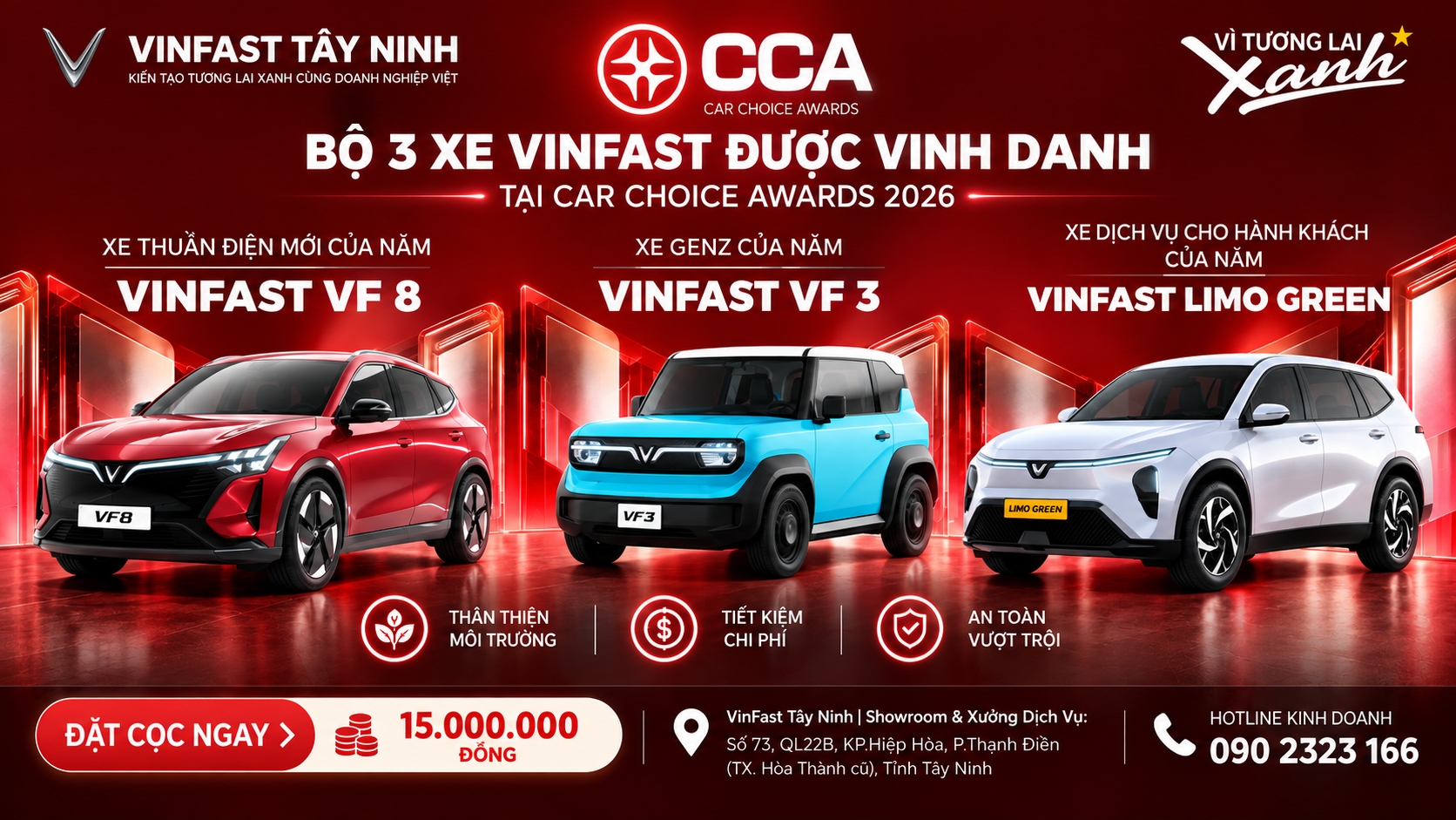 VinFast Thắng Lớn Car Choice Awards 2026: Limo Green, VF 3, VF 8 Được Vinh Danh