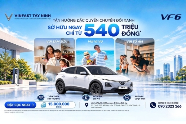  VinFast VF 6 Tây Ninh 2026: Giá Từ 540 Triệu, Lăn Bánh & Ưu Đãi